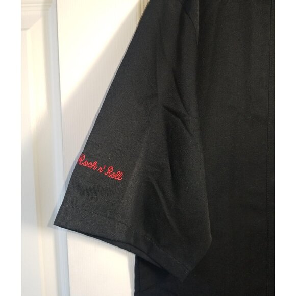 Hard Rock cafe short sleeve button up front employee uniform shirt black med - Picture 4 of 6